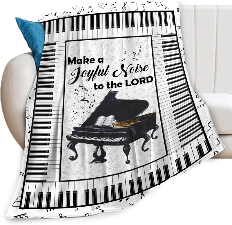 eiffecho Piano Print Blanket Piano Keys Music Notes Musical Throw Blankets for Couch Sofa Bed Stuff Decor Lightweight Soft Cozy Fleece Plush Warm Flannel Blanket Gifts for Girls Boys Kids Adults 40"x50" - Image 1